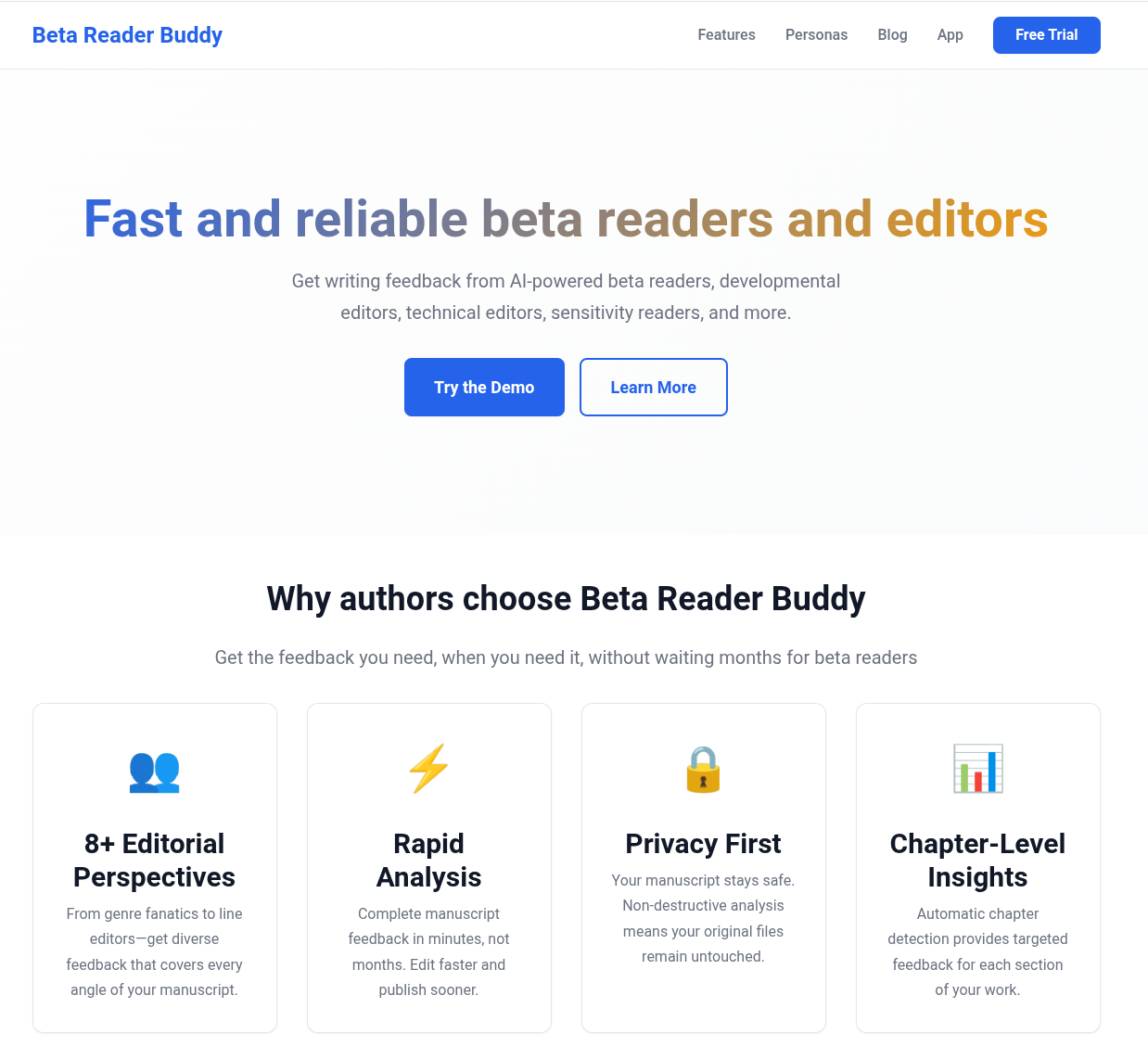 BetaReaderBuddy homepage screenshot